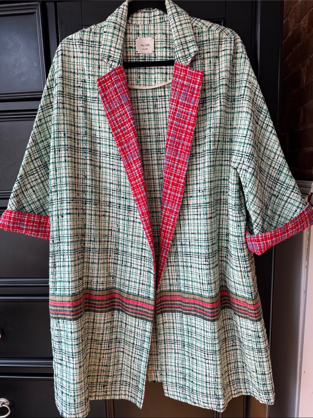 ALYSI Chocolat Tweed Open Front Jacket